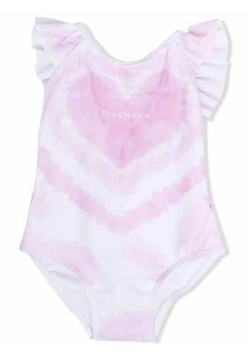 Givenchy Kids heart-print ruffled swimsuit - Rosa