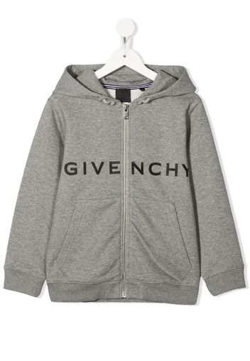 Givenchy Kids 4G logo print hooded cardigan - Grigio