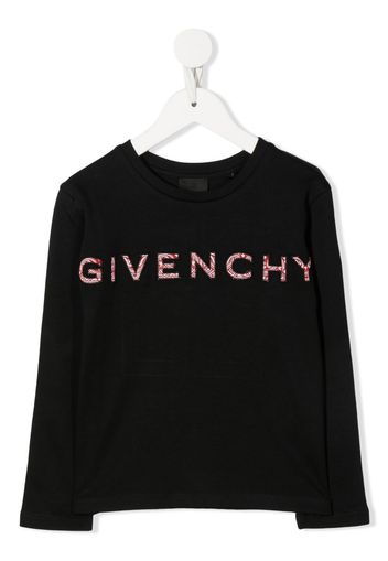 Givenchy Kids patchwork-logo long-sleeve T-shirt - Nero