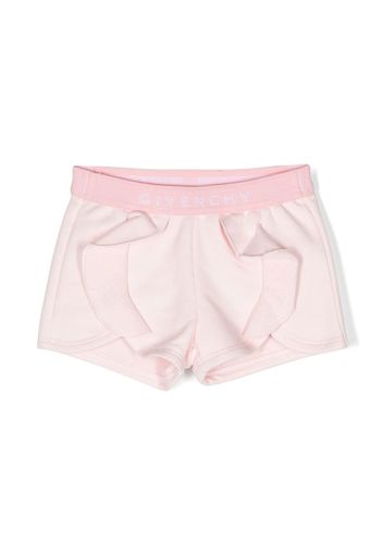 Givenchy Kids ruffled logo-waist track shorts - Rosa