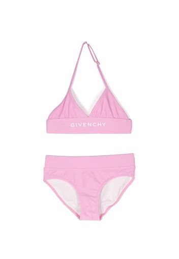 Givenchy Kids logo-print triangle bikini - Rosa