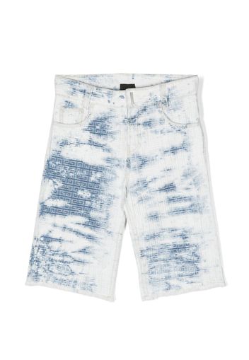 Givenchy Kids faded-monogram print denim shorts - Blu