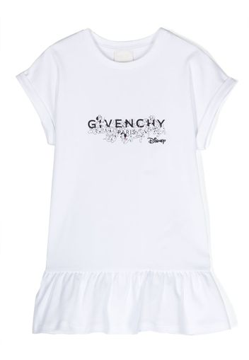 Givenchy Kids ruffled logo-print T-shirt dress - Bianco