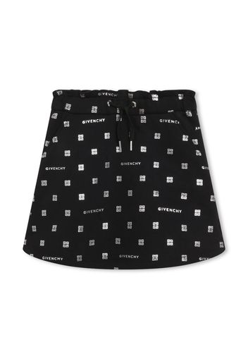 Givenchy Kids logo-print jersey-fleece A-line skirt - Nero