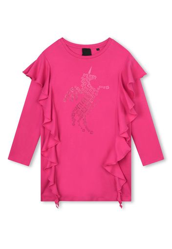 Givenchy Kids logo-print ruffle-detailing dress - Rosa