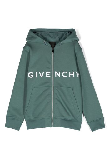 Givenchy Kids 4G-motif zip-fastening hoodie - Verde