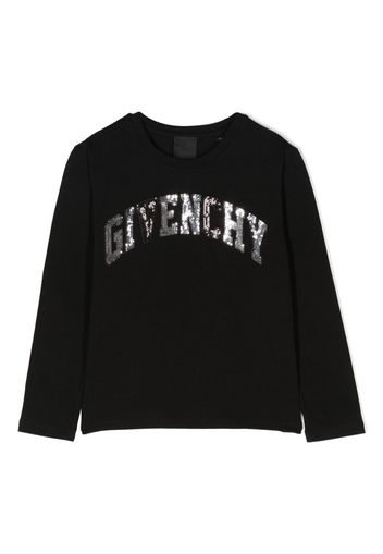 Givenchy Kids sequinned logo long-sleeve T-shirt - Nero