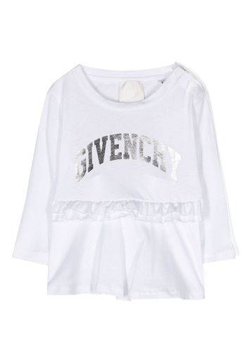 Givenchy Kids metallic-logo detail T-shirt - Bianco