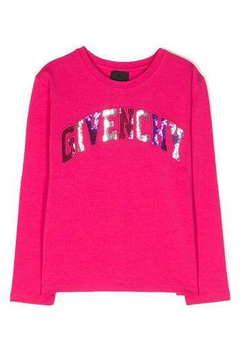 Givenchy Kids sequinned-logo long-sleeve T-shirt - Rosa