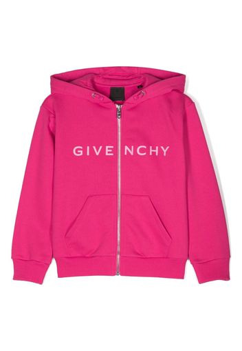 Givenchy Kids logo-print zip-up hooded jacket - Rosa