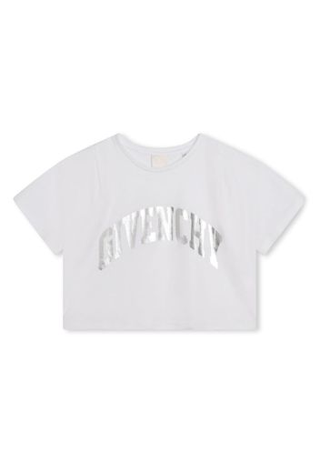 Givenchy Kids logo-lettering cotton cropped T-shirt - Bianco