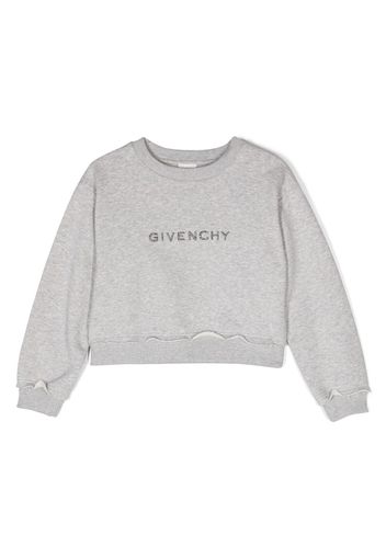 Givenchy Kids logo-embroidered cropped sweatshirt - Grigio