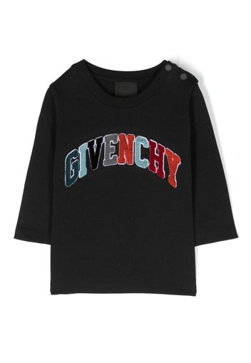 Givenchy Kids T-shirt a maniche lunghe con ricamo - Nero