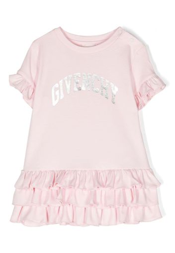 Givenchy Kids logo-print ruffled-detail dress - Rosa