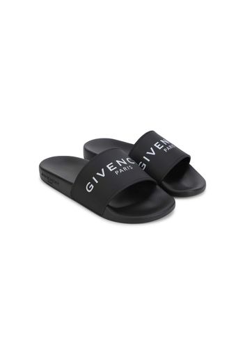 Givenchy Kids Sandali slides Aqua con stampa - Nero