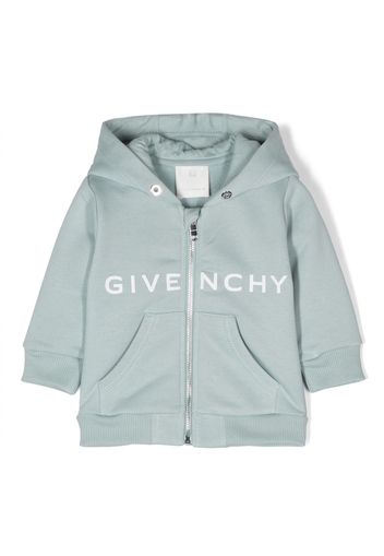 Givenchy Kids logo-print zipped cardigan - Blu