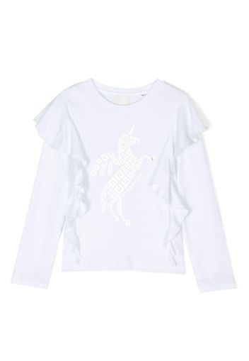 Givenchy Kids logo-print ruffle-detail T-shirt - Bianco