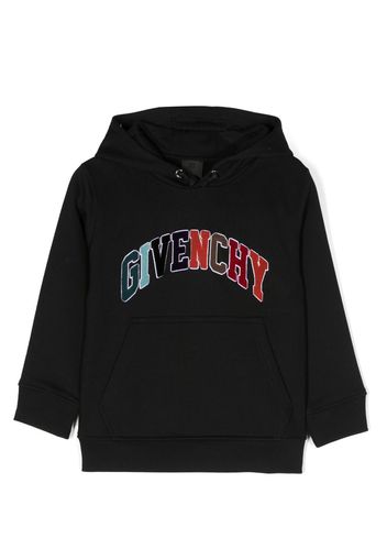 Givenchy Kids logo-appliqué cotton-blend hoodie - Nero