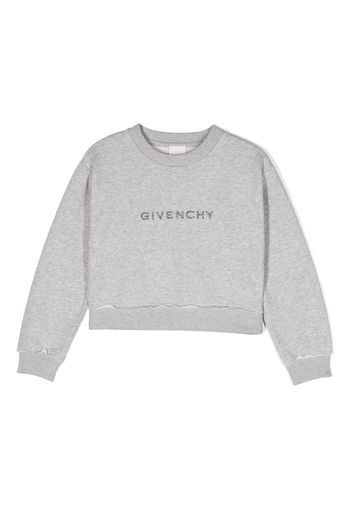 Givenchy Kids logo-embroidered crew-neck sweatshirt - Grigio