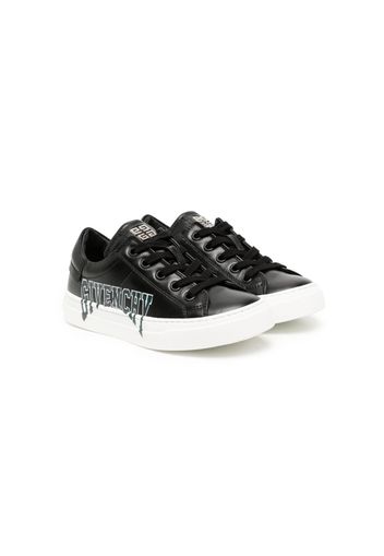 Givenchy Kids logo-print leather sneakers - Nero