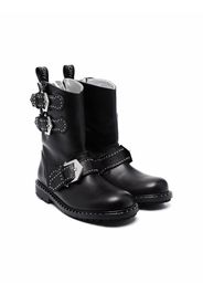 Givenchy Kids buckled stud-embellished boots - Nero