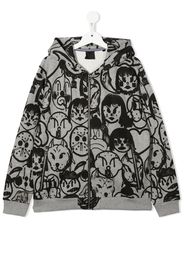 Givenchy Kids graphic print zipped hoodie - Grigio