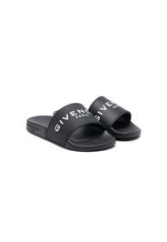 Givenchy Kids logo-print open toe slides - Nero