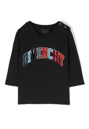 Givenchy Kids T-shirt a maniche lunghe con ricamo - Nero