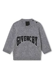 Givenchy Kids logo-embroidered wool-cashmere jumper - Grigio