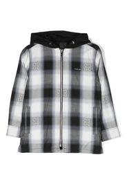 Givenchy Kids 4G-jacquard checked hooded overshirt - Nero