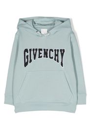 Givenchy Kids chenille logo-patch hoodie - Blu