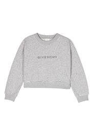 Givenchy Kids logo-embroidered crew-neck sweatshirt - Grigio