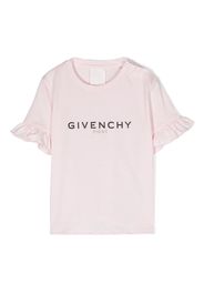 Givenchy Kids logo-print ruffled T-Shirt - Rosa