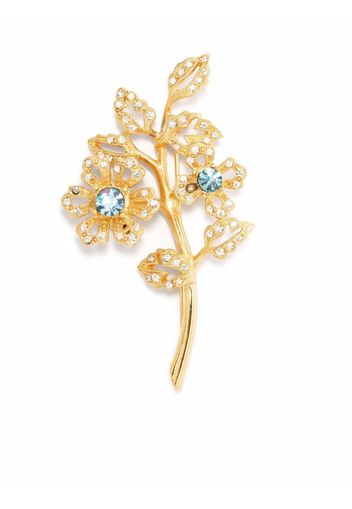 Givenchy Pre-Owned 1990s crystal-embellished leaf brooch - Oro