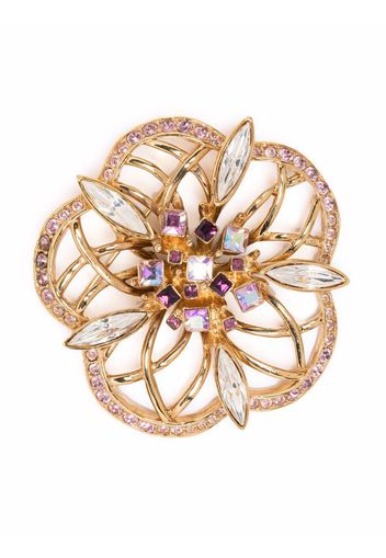 Givenchy Pre-Owned 1970s crystal-embellished flower brooch - Oro