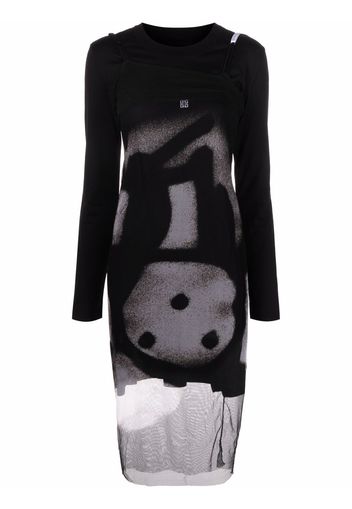 Givenchy graphic-print long-sleeve dress - Nero