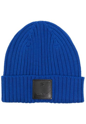 Givenchy logo-patch ribbed-knit beanie - Blu