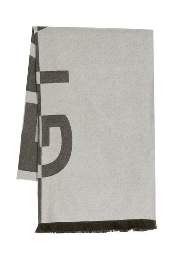 Givenchy wool-cashmere long logo scarf - Grigio