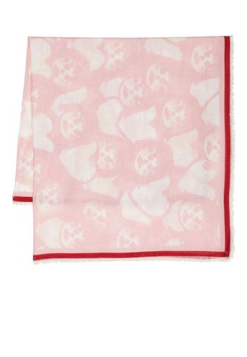 Givenchy face-print logo-jacquard fringed scarf - Rosa