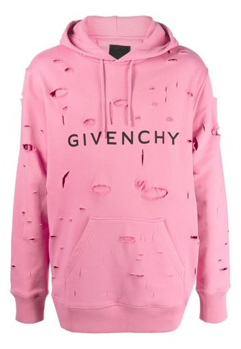 Givenchy logo-print distressed hoodie - Rosa