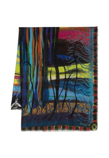 Givenchy abstract-print frayed scarf - Blu