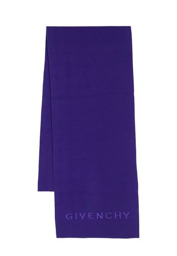 Givenchy logo-embroidery wool scarf - Viola