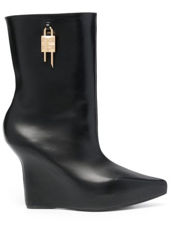 Givenchy 120mm padlock wedge boots - Nero