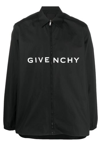 Givenchy zip-up logo-print shirt - Nero