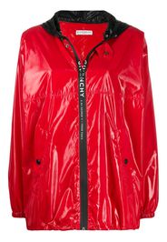 hooded zipped rain jacket