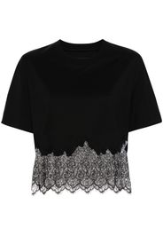 Givenchy T-shirt crop con inserti in pizzo - Nero