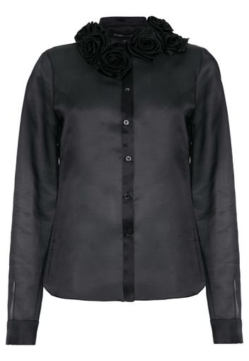 flower appliqué silk shirt