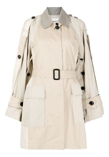 Goen.J Trench oversize con design color-block - Marrone