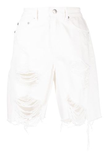 Goen.J Shorts denim con effetto vissuto - Bianco