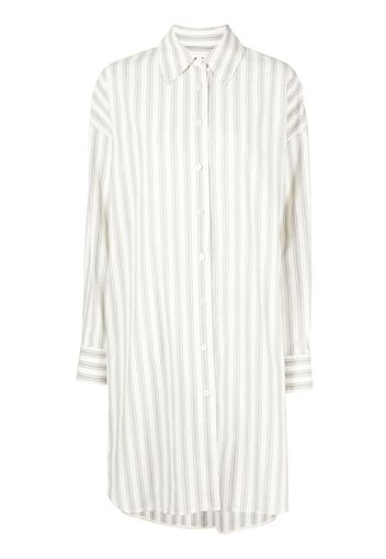 Camicia Oversize In Cotone A Righe Con Colletto Asimmetrico White